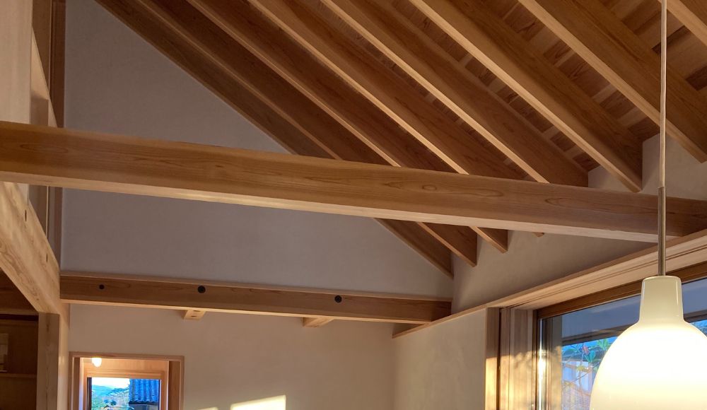 [勾配天井の開放的なリビングイメージ]